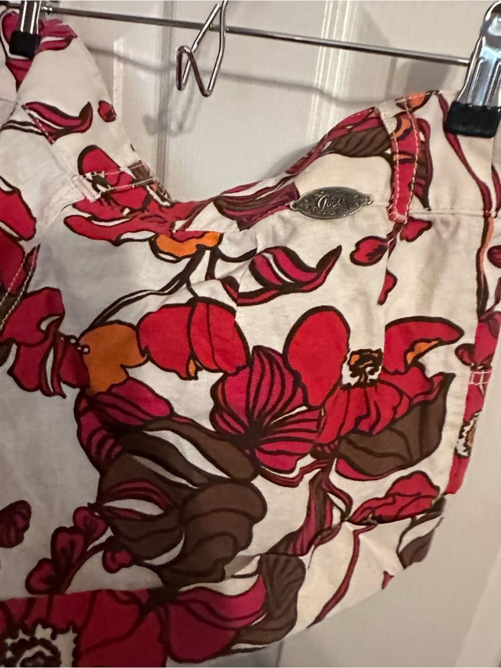 Guess Floral Print Cotton Short Shorts in Red & Orange size 28 - Picture 7 of 10